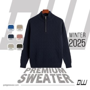 ১০০% পিউর কটন সোয়েটার-(কালো) - M