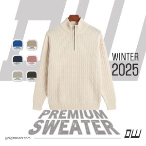 ১০০% পিউর কটন সোয়েটার-(সাদা) - M