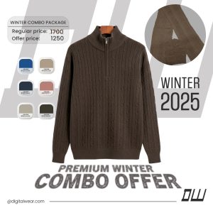 সোয়েটার + আশিকি টুপি + মাফলার সেট-(ছাই) - M