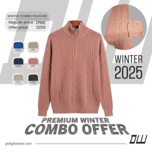 সোয়েটার + আশিকি টুপি + মাফলার সেট-(ধূসর) - M