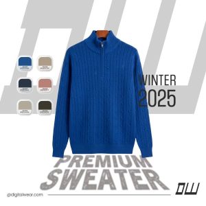 ১০০% পিউর কটন সোয়েটার-(নীল) - M